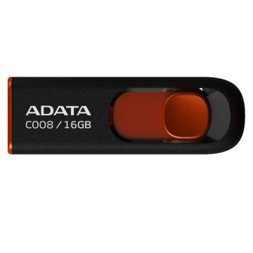 ADATA USB 2.0 Zibatmiņa C008 16GB Melna AC008-16G-RKD