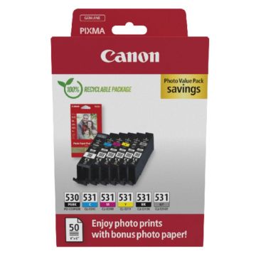 Canon PGI-530 / CLI-531 Photo Value Pack PGBK/C/M/Y/BK/GY tinte