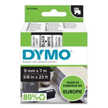 Dymo D1 leibls 9mm x 7m melns uz balta 40913