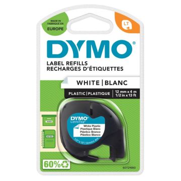 Dymo Letratag Band Plastikāta balts 12mm x 4m 91221