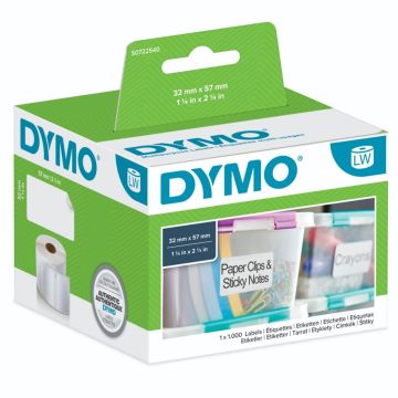 Dymo daudzfunckionālās etiķetes 32 x 57mm balts 1000 gab. 11354