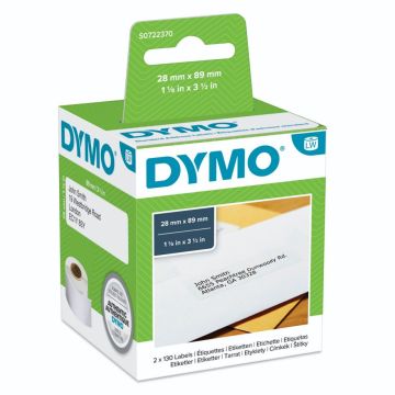 Dymo Adrešu etiķetes 28 x 89mm balts 2x 130 gab. 99010