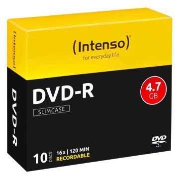 Intenso DVD-R 4,7GB 16x ātrumu, plānie plastikāta vāciņi 10 gab.