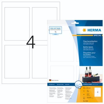 Herma pudeļu etiķetes INK 90x120 10 lapas DIN A4 40 gab. 8882