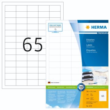 Herma etiķetes 38,1x21,2 100 lapas DIN A4 6500 gab. 4270