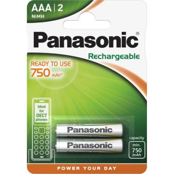 Panasonic AAA NiMH akumulatori 750 mAh DECT telefoniem 2 gab.