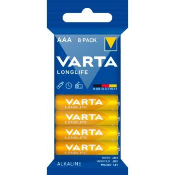 Varta Longlife AAA LR3 baterijas lielpaka 8 gab.