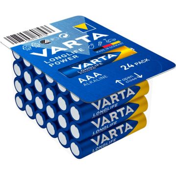 Varta Longlife Power AAA LR03 baterijas lielajā iepakojumā 24 gab.