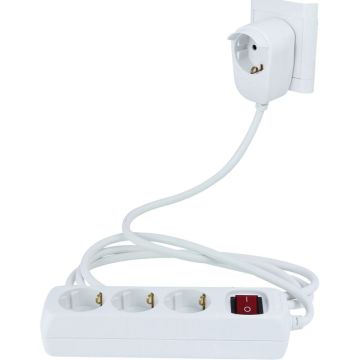 REV Multiple Socket Powersplit 2m 3+1-fold with switch white