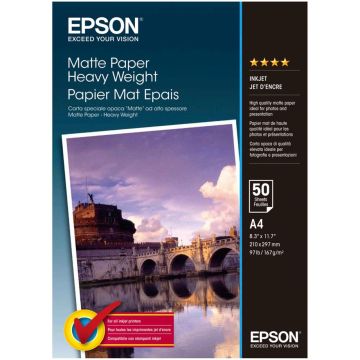 Epson matēts papīrs Heavy Weight A4, 50 loksnes, 167g S041256