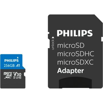 Philips MicroSDXC Card 256GB Class 10 UHS-I U3 + Adapteris