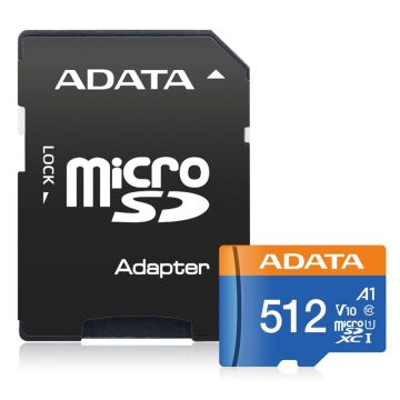 ADATA MicroSDHC Atmiņas Karte 512GB UHS-I CL10 100/20 MB/s ar 1 Adapteri