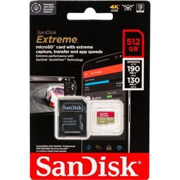 SanDisk microSDXC 512GB Extreme A2 A2 C10 V30 UHS-I U3