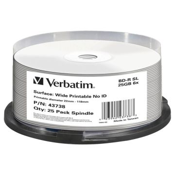 Verbatim BD-R Blu-Ray 25GB 6x ātrumu plaši apdrukājams bez ID 25 gab.