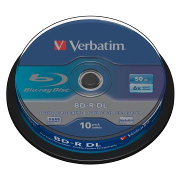 Verbatim BD-R Blu-Ray 50GB 6x ātrumu, balts zils spole 10 gab.