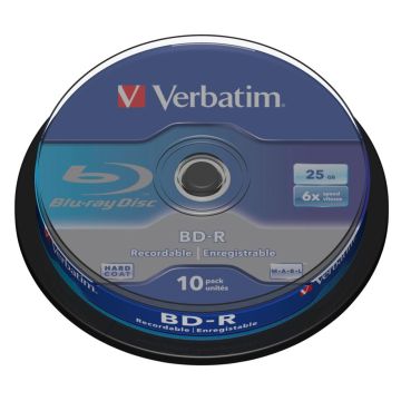 Verbatim BD-R Blu-Ray 25GB 6x ātrumu, balts/zils spole 10 gab.