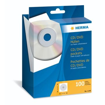 Herma CD/DVD papīra aploksnes 124x124 100 gab. balts pašlīmējošas 1140