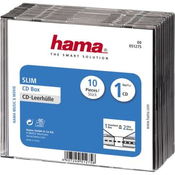 Hama CD plānie plastikāta vāciņi caurspīdīgi/melni 10 gab.