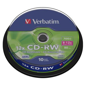 Verbatim CD-RW 80 min / 700MB 10x ātrumu, spole 10 gab.