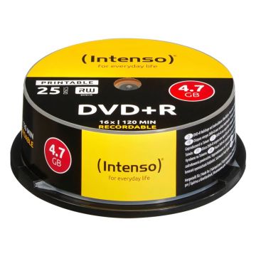 Intenso DVD+R 4,7GB 16x ātrumu spole apdrukājams 25 gab.