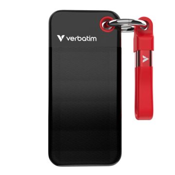 Verbatim Pocket SSD USB 3.2 1TB melns/sarkans