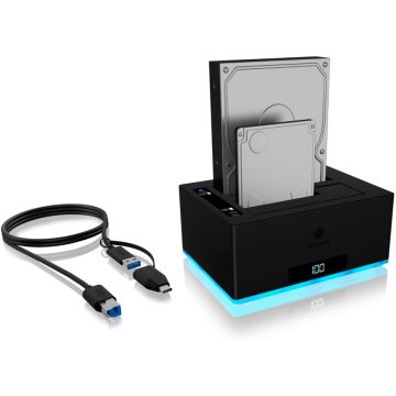 RaidSonic ICY BOX IB-127CL-U3, HDD Dokstacija, USB 3.0, 2 ligzdas, klonēšanas funkcija