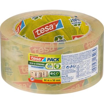 Tesa Iepakošanas lente 66m x 50mm Eco&Strong caurspīdīga 58153