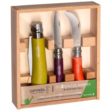 Opinel krāsaina dārznieka kaste 3 dārzkopības darbarīki