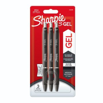 Sharpie S-Gel pildspalva 0,7mm melna 3 gab.