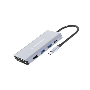 Conceptronic 10-in-1 dokstacija, 4x USB-A, 2x HDMI, USB-C, RJ45, Audio I/O