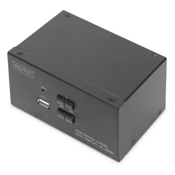 Digitus KVM slēdzis, 2 porti, dual-display, 4K atbalsts, HDMI