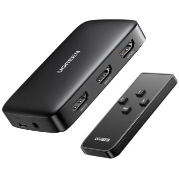 UGREEN HDMI Pārslēdzējs, 3 Ievadi/1 Izvads, 4K, Melns