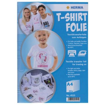 Herma T-creklu folija gaišiem un baltiem audumiem, A4, 20 loksnes