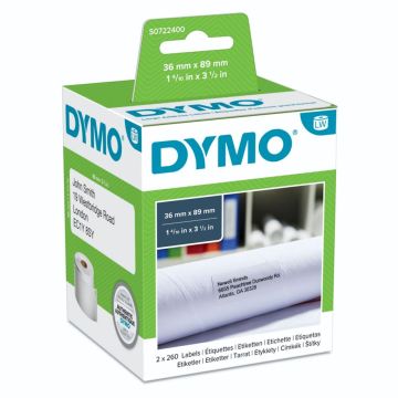 Dymo 99012 lielās adrešu uzlīmes 89mm x 36mm / 2 x 260 uzlīmes