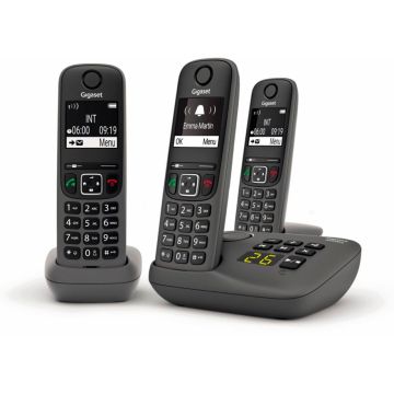 Gigaset AE690A Trio Bezvadu Telefonu Komplekts ar Automātisko Atbildētāju, Antracīta