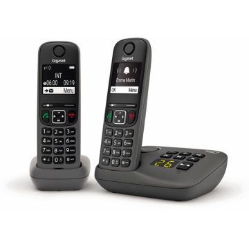 Gigaset AE690A Duo Bezvadu Telefonu Komplekts ar Automātisko Atbildētāju, Antracīta