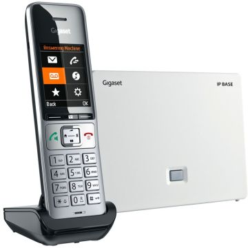 Gigaset COMFORT 500A IP BASE Bezvadu Telefons ar Automātisko Atbildētāju, Sudraba/Melns