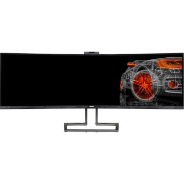 Philips 499P9H monitors, 49 collas, Dual QHD 5120x1440 izšķirtspēja, 32:9 proporcija, izliekts ekrāns