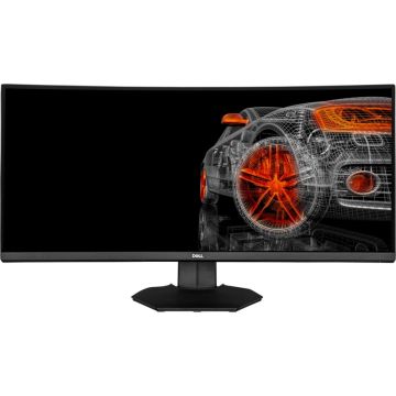 Dell S3422DWG Spēļu monitors, 34 collas, WQHD 3440x1440 izšķirtspēja, 144Hz, VA panelis, izliekts ekrāns, melns