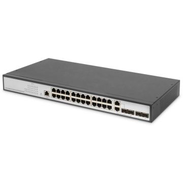 Digitus 24-portu Gigabit switch (komutātors) 19 collu skapim, managed ar 2 Uplink portiem