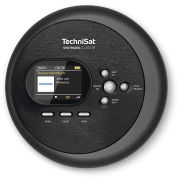 Technisat DigitRadio CD 2GO BT Portatīvais DAB+/FM/CD/Bluetooth atskaņotājs, melns