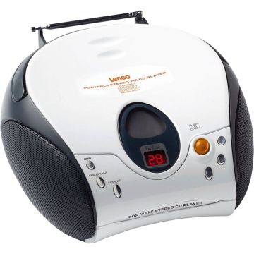 Lenco SCD-24 Radio/CD atskaņotājs, FM/CD, baterijas/AC, balts