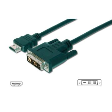 Digitus HDMI adaptera kabelis no A tipa uz DVI, 3m, Full HD, melns