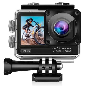 GoXtreme Vision DUO 4K sporta kamera, 4K, 20 MP, 2 collu ekrāns, WiFi, melns