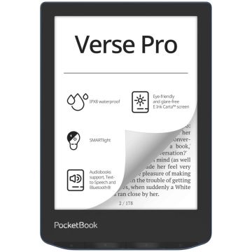 PocketBook Verse Pro, 6", 1024 x 758 pikseļi, Iebūvēts apgaismojums, EPUB, PDF, MOBI, USB-C, 16 GB