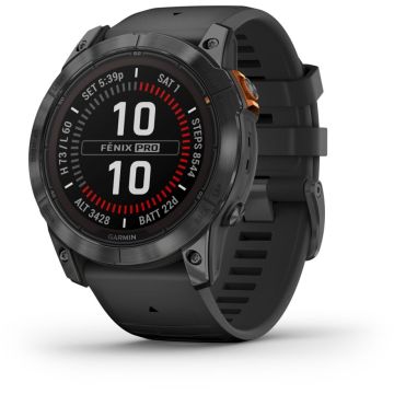 Garmin fenix 7X Pro multisporta pulkstenis, 51mm, pelēks/melns, ar saules uzlādi, 37+ dienu akumulators