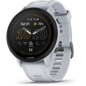 Garmin Forerunner 955 skriešanas pulkstenis ar saules uzlādi, 47mm, balts/melns, 20+ dienu akumulators