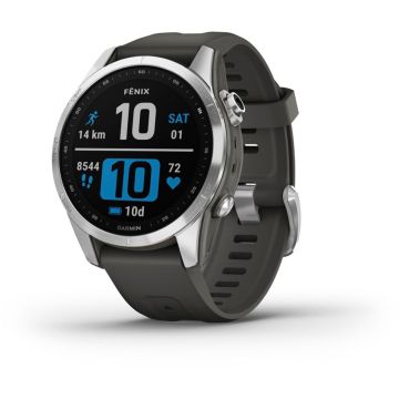 Garmin fenix 7S kompaktais multisporta pulkstenis, 42mm, grafīta/sudrabs, 11+ dienu akumulators