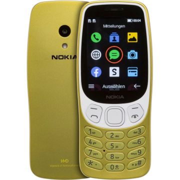 Nokia 3210 4G podziņu telefons, 2.4" ekrāns 240x320px, 1450mAh akumulators, Y2K zelts