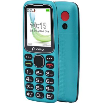 Olympia Star podziņu telefons, 2.4" ekrāns 240x320px, 1450mAh akumulators, tirkīza